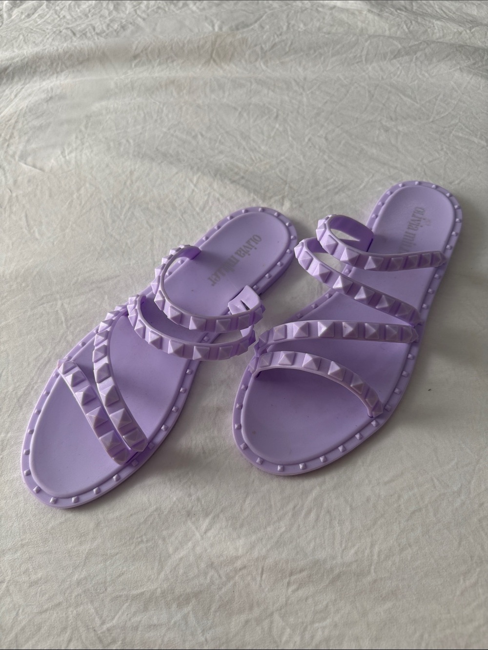 Olivia Miller Lavender Studded Slide Sandals - Women